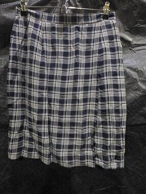 Vintage Breeches Plaid Navy and White A-Line Skirt Size 10